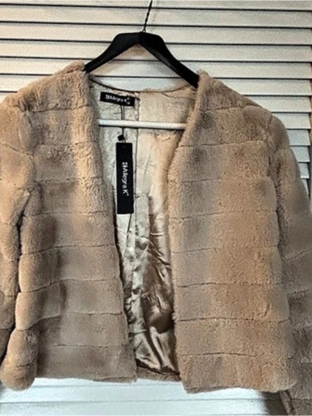 Allegra K Faux Fur Long Sleeve Open Front BoleroCropped Jacket